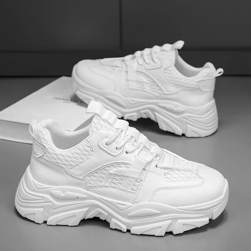 Men's Thick sole casual sneakers summer new soft-sole anti-slip breathable lightweight running shoes student speed sports shoes