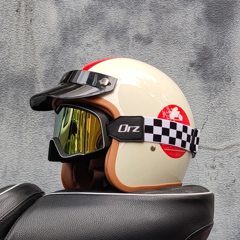3/4 open face Three-quarters retro helmet motorcycle for men and women winter warm cruise American half helmet DOT Approved