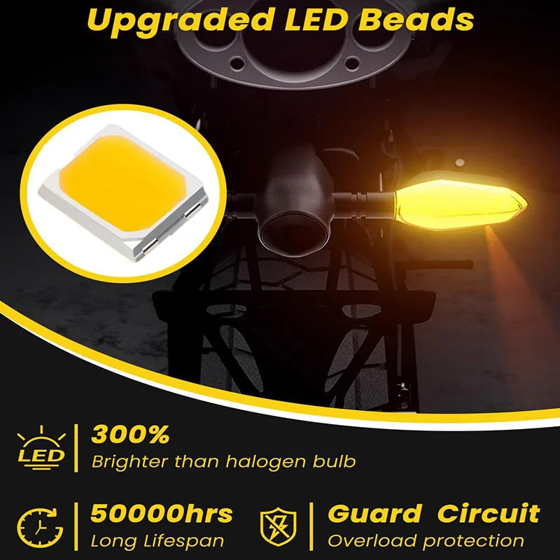 ភ្លើងសញ្ញាបត់ម៉ូតូ LED 2 ដុំ សម្រាប់ម៉ូតូគ្រប់ស្ថានភាពផ្លូវ មានភ្លើងសញ្ញាព្រួញបញ្ចាំង ការពារទឹកជ្រាប