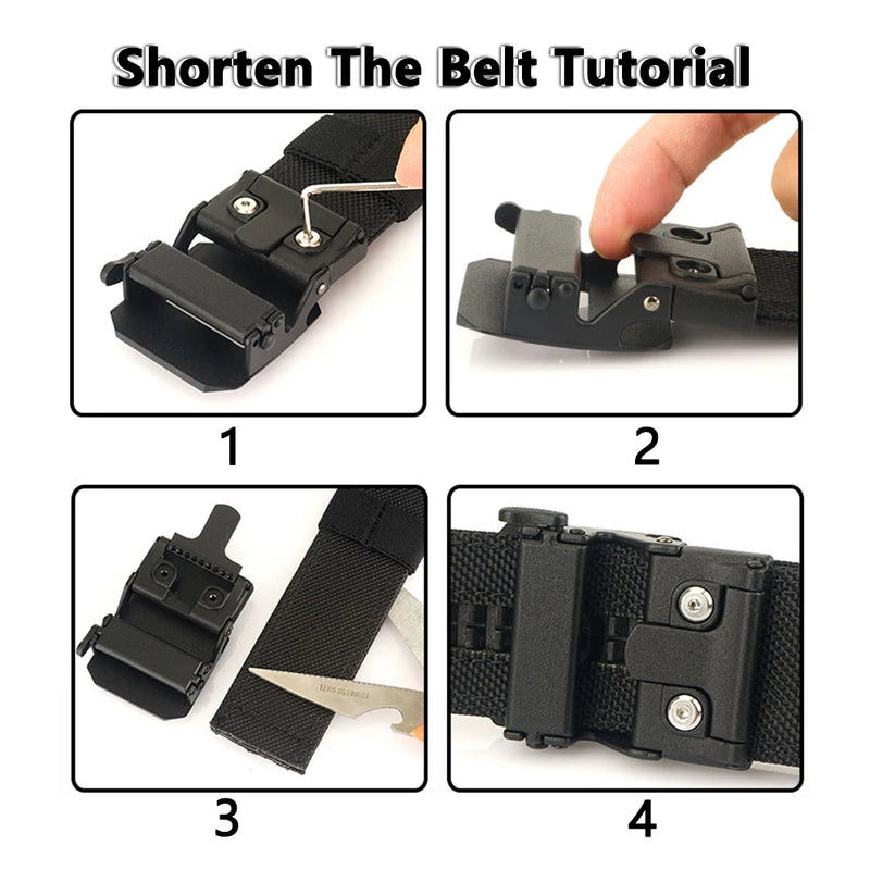 TUSHI 3.8cm Military Tactical Belt for Men Metal Automatic Buckle Thick Nylon Outdoor Hunting IPSC Gun Belt Casual Girdle Male