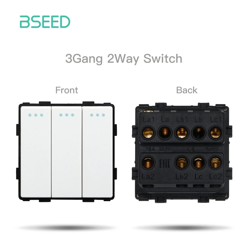 BSEED 1/2/3Gang 1/2Way Wall Button Switch Wall Power Socket Electrical Outlets Part Glass Frame DIY Module Part Free Combination