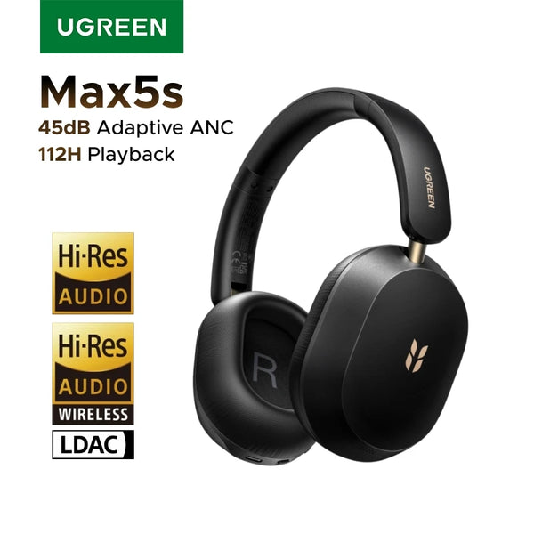 2026 Newly Upgraded UGREEN Max5s Over-ear Bluetooth Wireless Headphones 45dB Hybrid ANC Noise Canceling 112H Long Playtime