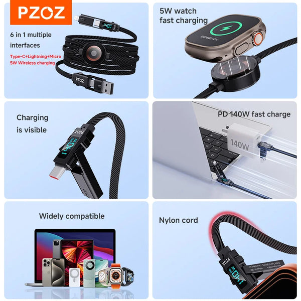 PZOZ For usb type c to lightning typec micro phone charging cable Apple watch Ultra 4/3/2 iWatch Series 12 11 10 9 8 7 SE cable