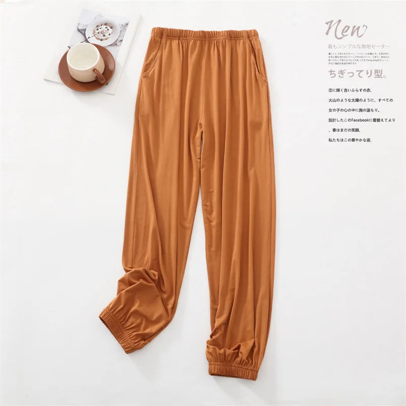 Casual Summer Pajama Pants New Spring Autumn Home Wear Pyjama Pant Lounge Bundle Foot Sleepwear Home Pantalon Pijama Women