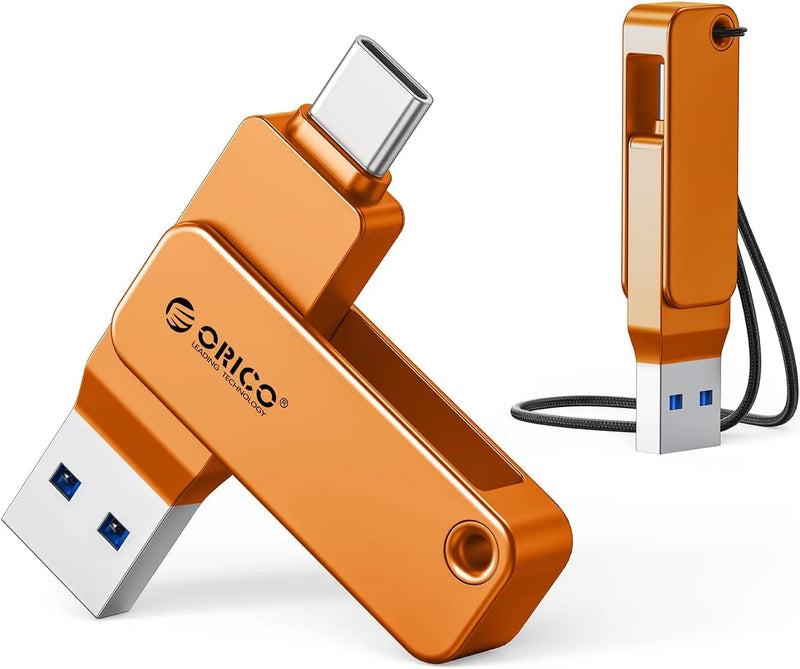 ORICO Dual USB Flash Drive USB-C & USB-A Mini Thumb Drive Read Speed Up to 150MB/s 32 64 128 256GB for iPhone 15/16/17 Series