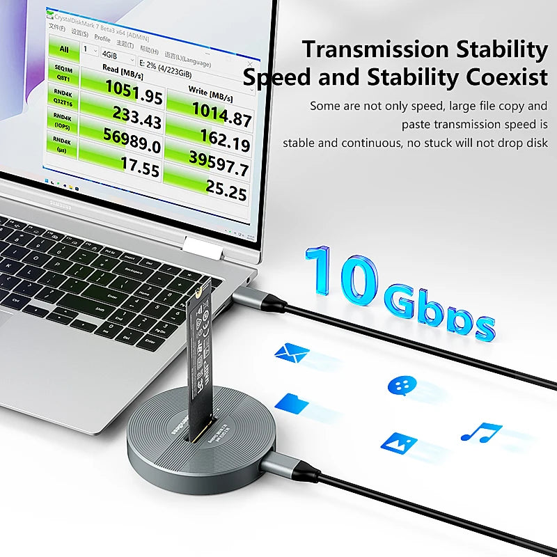 ប្រអប់ SSD M.2 ប្រភេទ SSD ពិធីការពីរ Blueendless PCIe NVMe SSD Docking Station ប្រភេទ C USB3.1 សម្រាប់ប្រអប់ SSD M2 អាលុយមីញ៉ូមចំនួន 25 ថាសរឹង