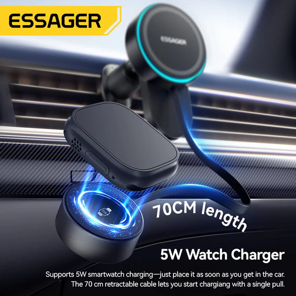ឆ្នាំងសាកឥតខ្សែ Essager 2 in 1 ជាមួយខ្សែសាកនាឡិកា 15W សម្រាប់ iPhone 17 16 Pro Max Watch