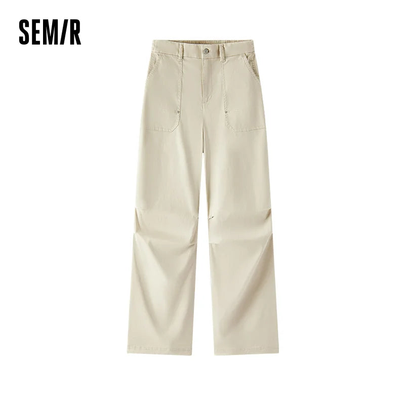 Semir WideLeg Pants Soft Texture ElasticWaist Women Spring Casual Fashion Trend StreetStyle Outdoor Workwear Comfortable New