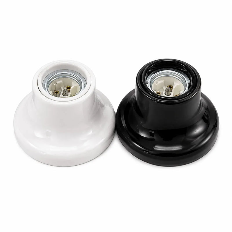 JOYINLED 1/10PCS ពណ៌សខ្មៅ E27 E26 ជើងចង្កៀង ជើងចង្កៀងសេរ៉ាមិច Poecelian សម្រាប់ជញ្ជាំងពិដាន គ្រឿងបំភ្លឺ