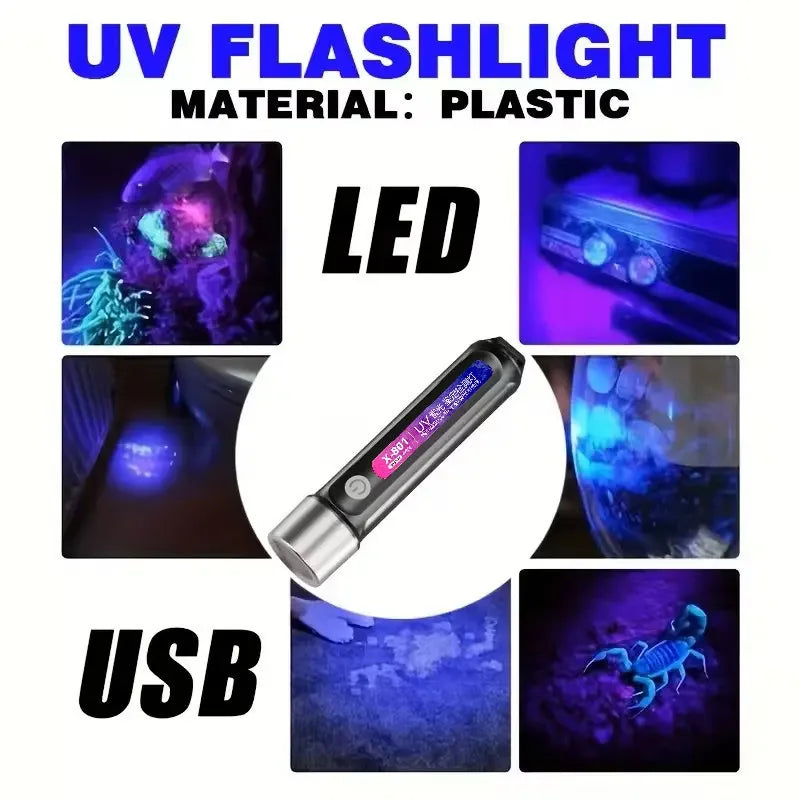 ចង្កៀង LED UV ចល័ត ពិលពណ៌ស្វាយ ឧបករណ៍ចាប់លុយ ពន្លឺបំភ្លឺភ្នាក់ងារហ្វ្លុយអូរ៉េសង់ សម្រាប់ការរកឃើញ និងសុវត្ថិភាព