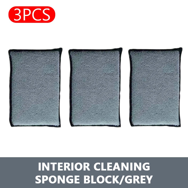 SEAMETAL 2-5PCS Soft Double Side Microfiber Scrubbing Sponge Car Leather Cleaning Microfiber Towel Wax Sponge Car Care Tools