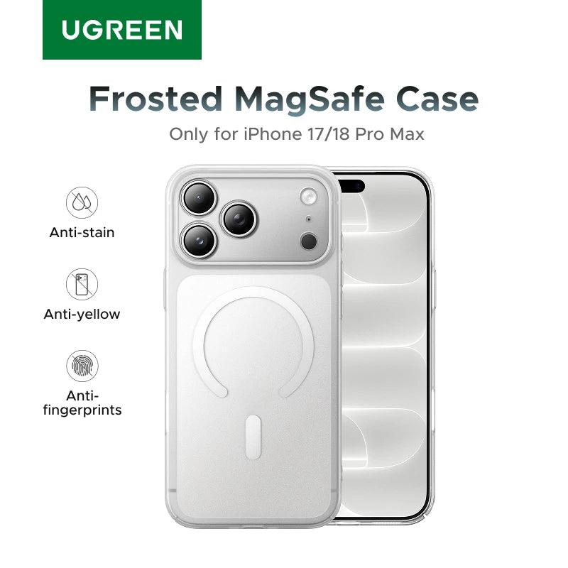 UGREEN Never Yellow Magnetic Case Only for iPhone 18 Pro Max 17 Pro Max Cases Shockproof Cover for Magsafe Macsafe Cases