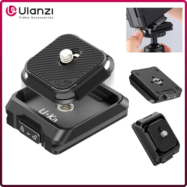 បន្ទះ បញ្ចេញ រហ័ស Ulanzi Uka និង ឧបករណ៍ មូលដ្ឋាន សម្រាប់ កាមេរ៉ា DSLR ដែល ឆបគ្នា ជាមួយ Arca F38 បន្ទះ ប្តូរ រហ័ស សម្រាប់ ជើង កាមេរ៉ា សម្រាប់ ទប់លំនឹង ជើង កាមេរ៉ា