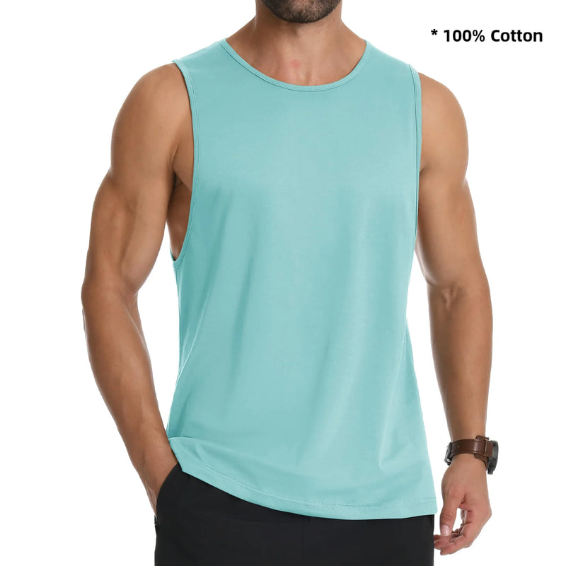 TACVASEN Cotton Fitness Wide-Armhole Muscle TANK TOPS Sleeveless T-shirts Mens Gym Workout Trainning Vests Casual Tee Shirt Tops