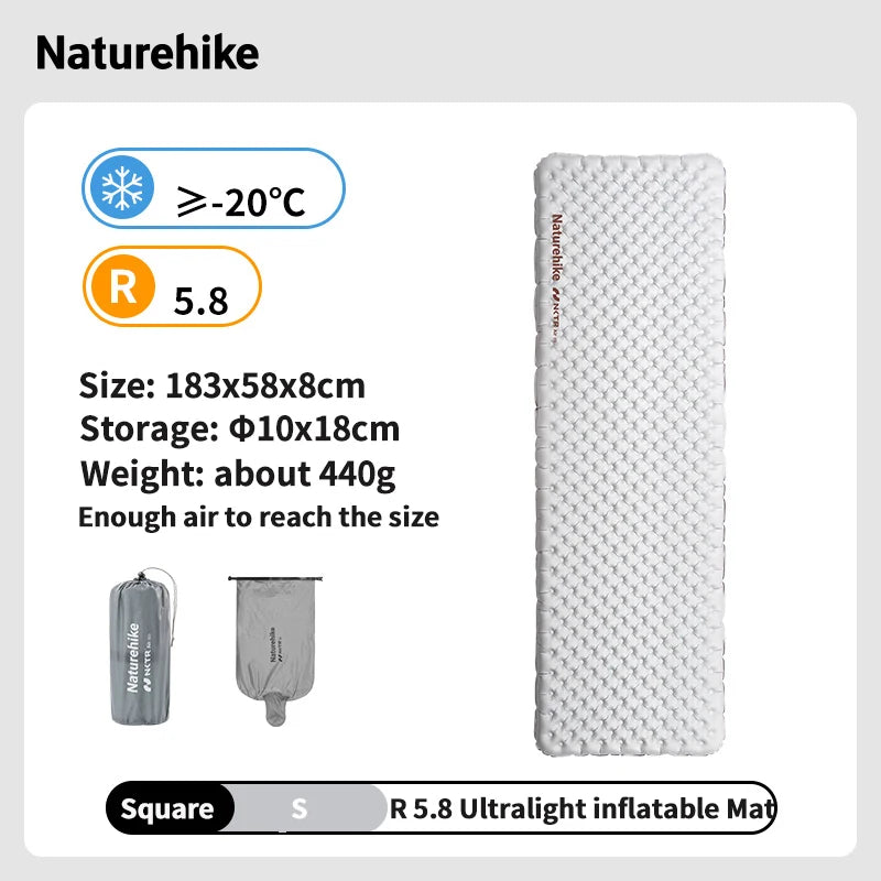 Naturehike Inflatable Mattress R 5.8 Outdoor Portable Foldable Tent Sleeping Single Pad Ultralight Hiking Travel Camping Mat