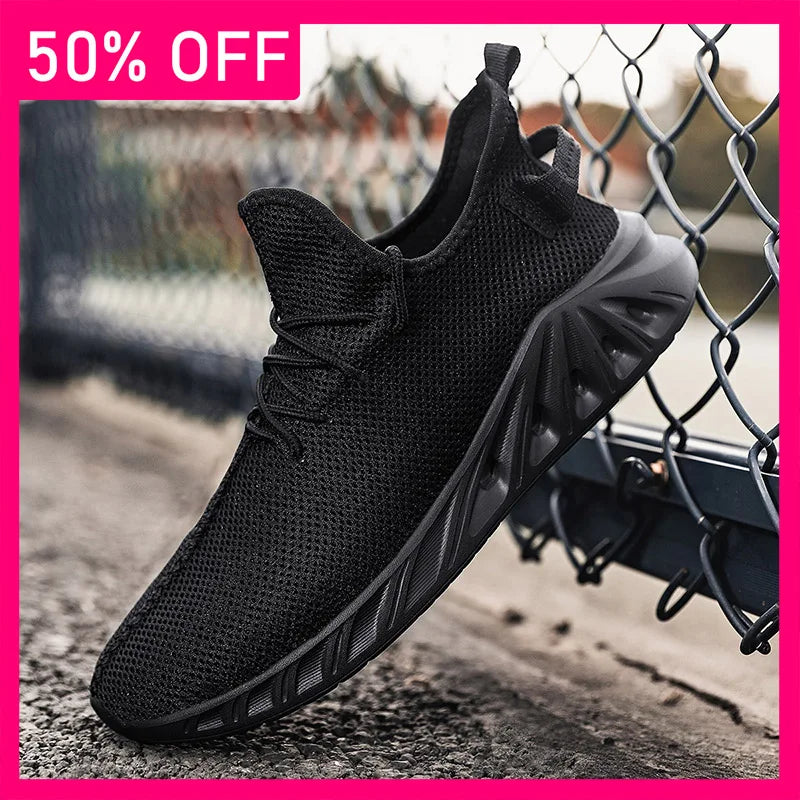 Men Sports Shoes Simple Mesh Breathable Outdoor Fitness Shoes New Soft Soled Anti Slip Rebound Comfortable Jogging Tennis Shoes