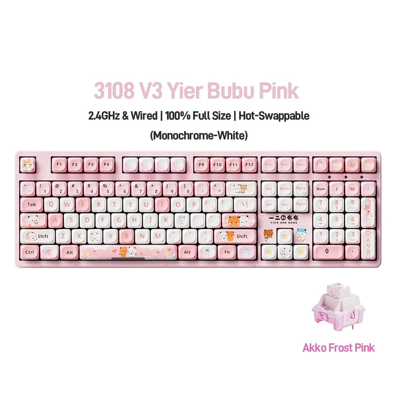 Akko 3108RF Mechanical Keyboard 100% Full Size RGB Cherry/MOA Profile Keycaps 2.4GHz & Wired Dual-mode Keyboard for Office Game
