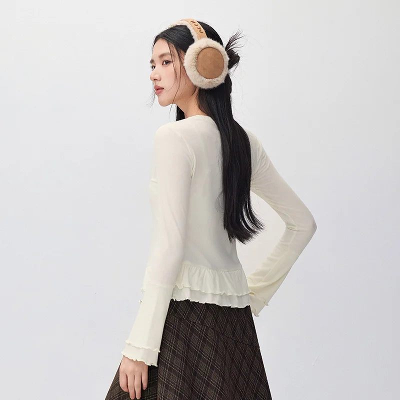 អាវយឺតប៉ាក់ Semir សម្រាប់នារី ធ្វើពីរោមចៀមរលោង រាងស្លីម 2026 សម្លៀកបំពាក់ប្រចាំថ្ងៃរដូវរងាថ្មី ស្ទីលធម្មតាសម្រាប់ទីក្រុង សម្លៀកបំពាក់ប្រចាំថ្ងៃ