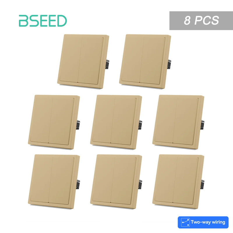 BSEED E Series 1/2/4/8 Packs 2Gang 2Way Button Light Switch Wall Light Switch On Off For Stairs Plastic Frame Bulk Set