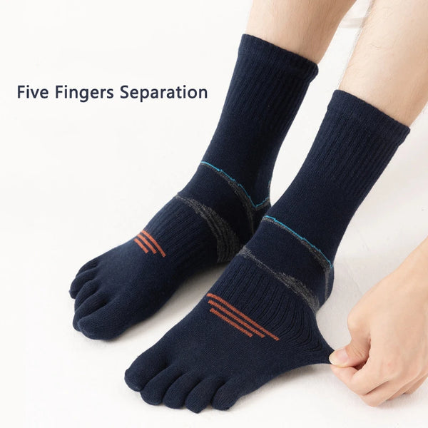 WRELS 1/2/3 Pairs Hiking Crew Toe Socks Anti‑Blister 5 Finger Socks Men Women Moisture Wicking Breathable Outdoors Running Socks