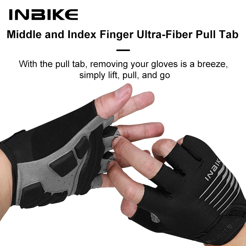 INBIKE Bike Gloves for Men Summer Half-Finger Cycling Gloves with Anti-Slip Shock-Absorbing Gel Pad Biking Bicycle Accessories