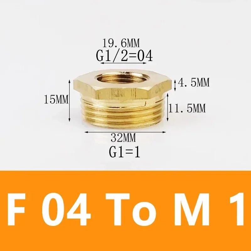 Brass Hex Bushing Reducer Pipe Fitting F To M Threaded 1/8 1/4 3/8 1/2 3/4 Reducing Copper Water Gas Adapter Coupler Connector