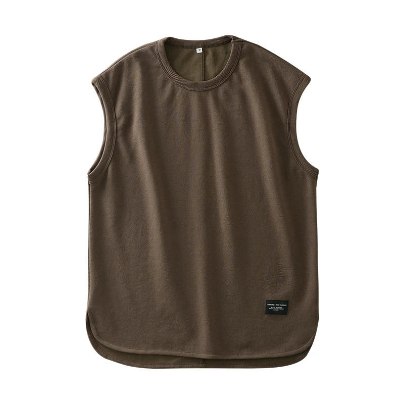 DUKEEN Pique Fabrics Sleeveless T-Shirt for Men Summer Breathable Basketball Sports Solid Color Vest Men's White Basic Tank