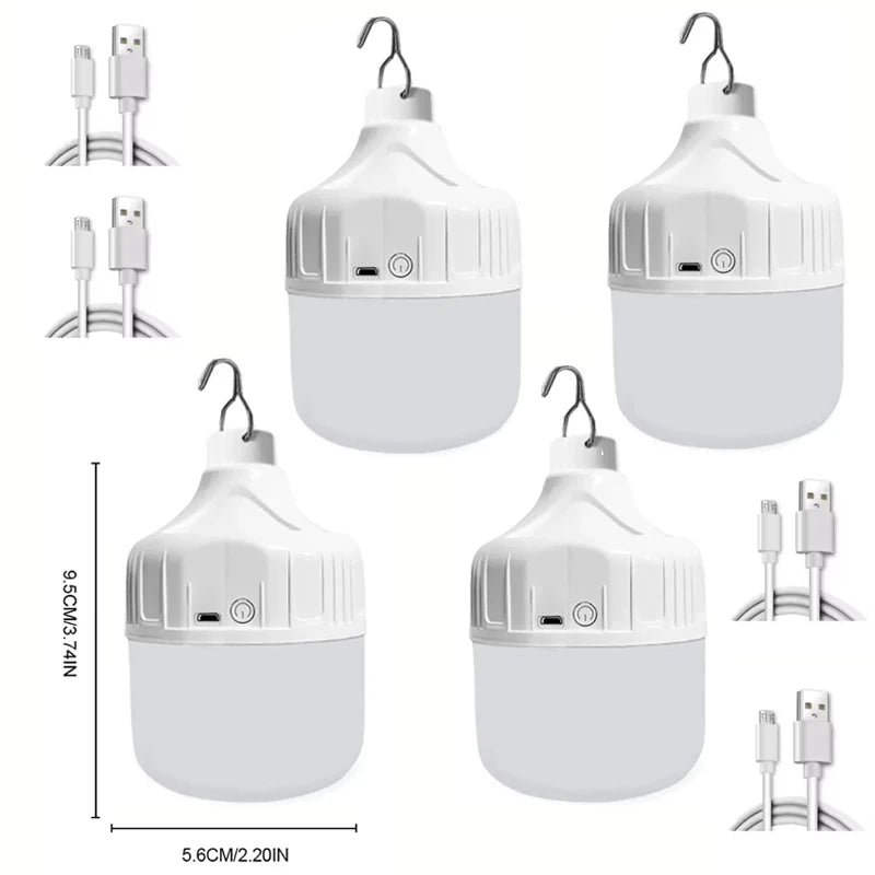 អំពូល LED ក្រៅផ្ទះដែលអាចសាកបានដោយ USB ពន្លឺខ្ពស់សម្រាប់ភ្ជាប់ជាមួយភ្លើងសង្គ្រោះបន្ទាន់សម្រាប់បោះតង់នេសាទ ចង្កៀងចល័តសម្រាប់ពេលយប់