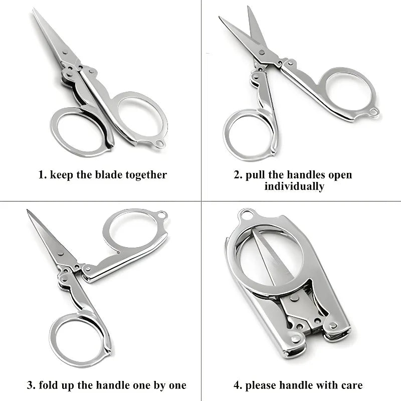 3pcs Portable Folding Stainless Steel Scissors,Durable and Portable,Suitable for Home,Office.Ideal Gift for Student and Traveler