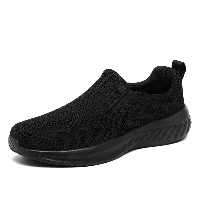 Men Walking Shoes Black Breathe Casual Fashion Mesh Shoes Lightweight Snug Easy Put on Take Off Daily Commuting Walking Shoes