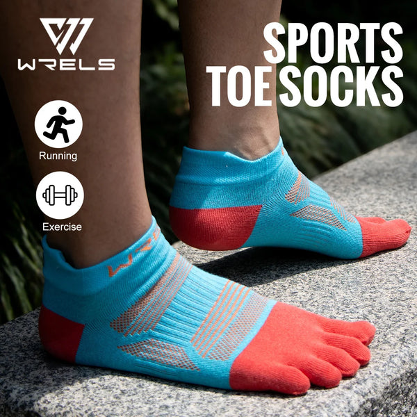 WRELS Toe Socks 5 Finger Athletic Running Low Cut Toe Socks for Men Women Moisture Wicking Quick-Dry Running Five Finger Socks