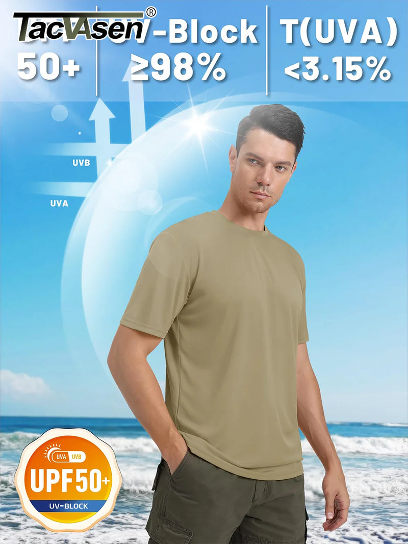 TACVASEN UPF 50+ Summer Performance T-shirts Mens Sun Protection Tee Shirts Gym Sports Athletic Running Swim Casual T-shirt Tops