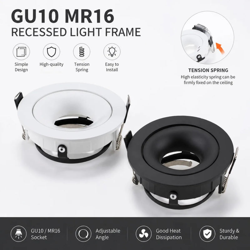 JOYINLED 1/5PCS Recessed Downlight Frame LED Ceiling Fixtures Downlight GU10 MR16 Ceiling Spot Lights Fitting Fixture