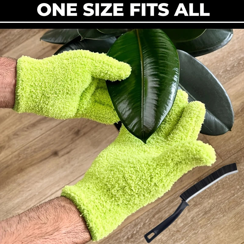 1Pair Cleaning Gloves with Built‑in Gap Brush, Reusable Hand‑Washable for Car Glass, Plants, Sunshade & Household Outdoor Use