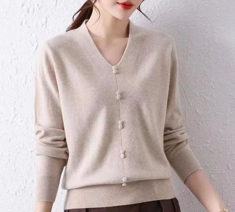 New Soft Warm Sweater Women 2026 Autumn Winter Clothes Long Sleeve Pullover Sweaters V Neck Slim Knitted Crop Tops Pull Femme