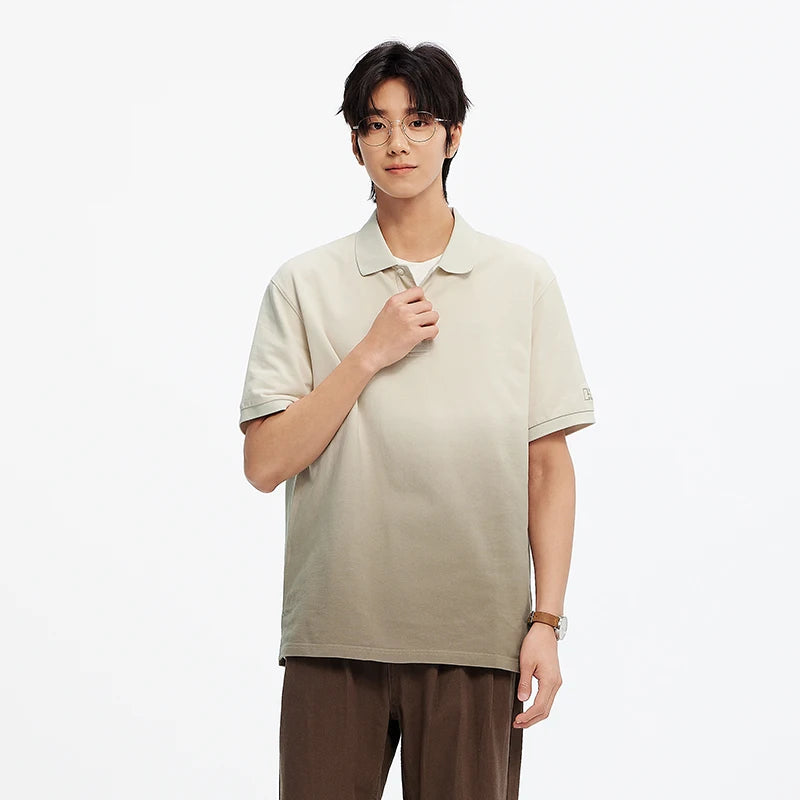 Semir Mens Polo 2026 Short Sleeve Pure Cotton Gradient Embroidered Tops Casual Style Soft Comfortable Daily Wear