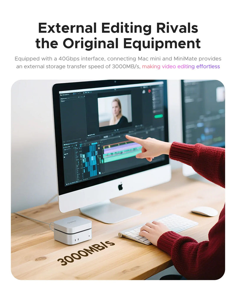 ORICO 40G MiniMate USB HUB Docking Station for Mac Mini M4 M4 Pro M.2 NVMe 512G 1T 2T Portable Mobile Hard Drive USB-A&C Port