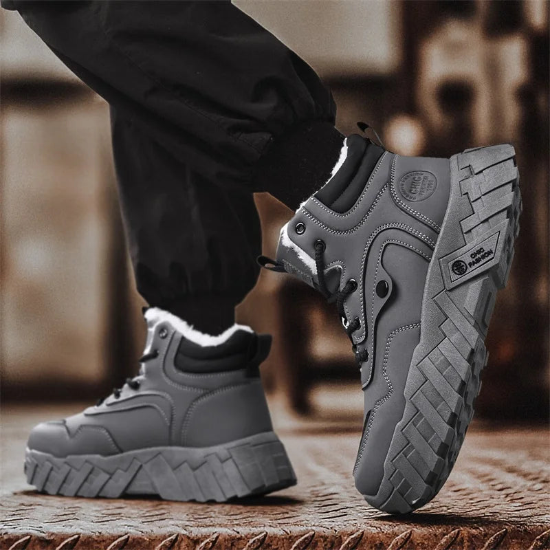 Men's snow boots warm winter plus velvet casual boots high-top soft-sole non-slip cotton boots fashion Joker outdoor work boots
