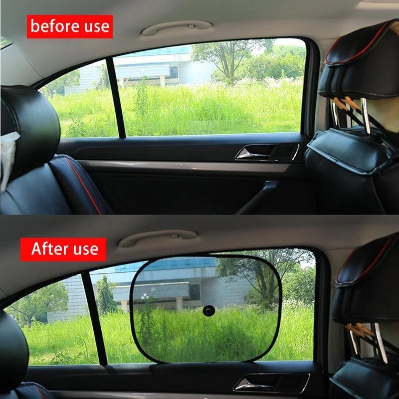 2pcs Car Sunshade, Electrostatic Window Insulation Mesh, Roll-Up Front Side Window Shade for Vehicle Cooling and Heat Reduction
