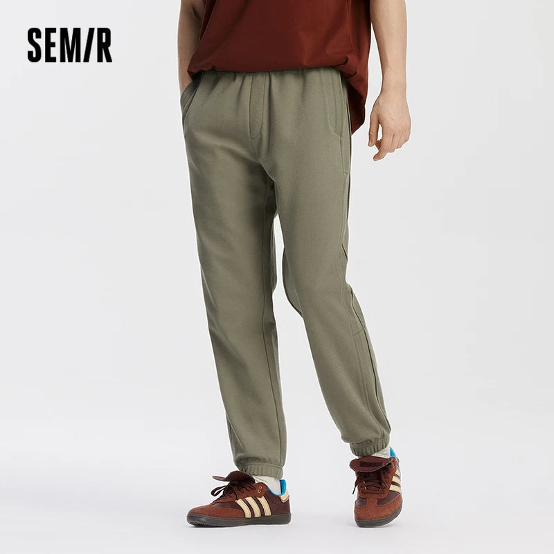 Semir Men Pants Solid Tapered Loose Textured Plaid Jogger Knit Sport Style Casual Autumn Trousers Daily Wear 2026