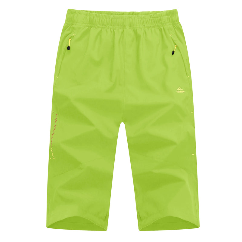 TACVASEN Men's 3/4 Long Pants Running Sports Capri Shorts Outdoor Walking Hiking Shorts Nylon Casual Below Knee Trousers Males