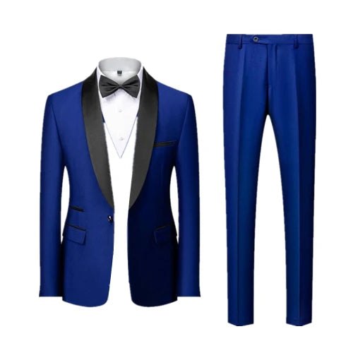 2025 New Men's Black Two-piece Set (Jacket+Pants) Business Wedding Terno Masculino White Fashion Slim Fit Costume Homme 5xl