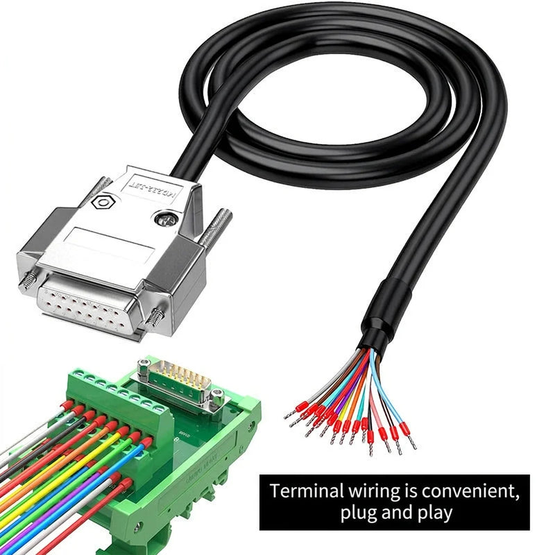 DIVEDEER DB9 DB15 DB25 Serial Cables Single-Ended RS232 Connector Wires with 9-Pin Terminal Blocks