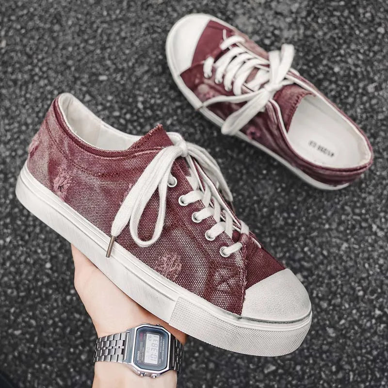 Men's fashion concise casual canvas shoes four seasons breathable light soft-sole versatile outdoor walking sports board shoes