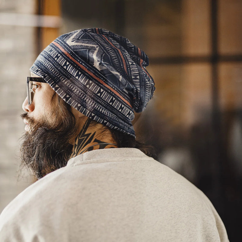Maden Vintage Navajo Printed Multi-purpose Hat and Headscarf Versatile Daily Men's Beanie for Fall and Winter Warm Pullover Hat