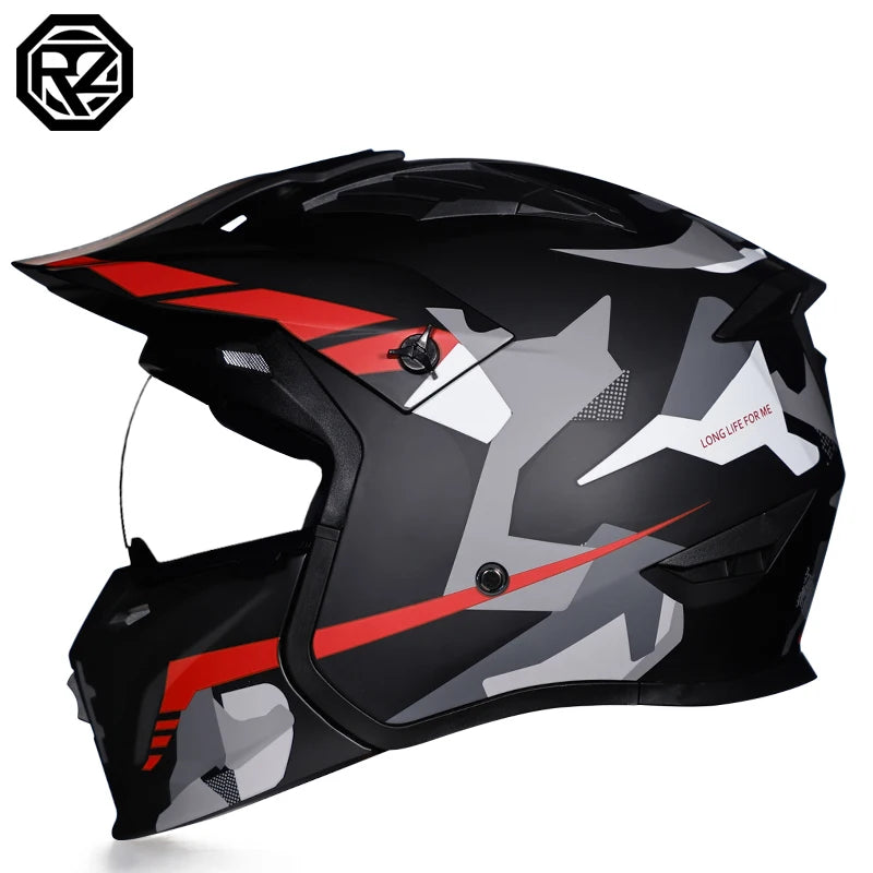 ORZ-163 Classic retro motorcycle full face helmet, detachable sun hat, Brim windproof lens, retro chopper helmet, DOT certified