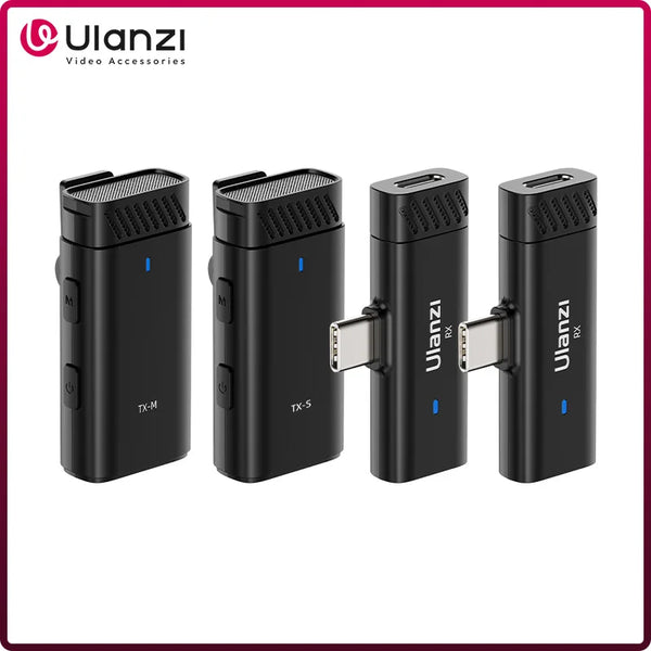 មីក្រូហ្វូនឥតខ្សែ Ulanzi Dual Channel ដែលអាចថតសំឡេងបាន 98 ហ្វីត សម្រាប់ថតវីដេអូ Vlog លើស្មាតហ្វូន