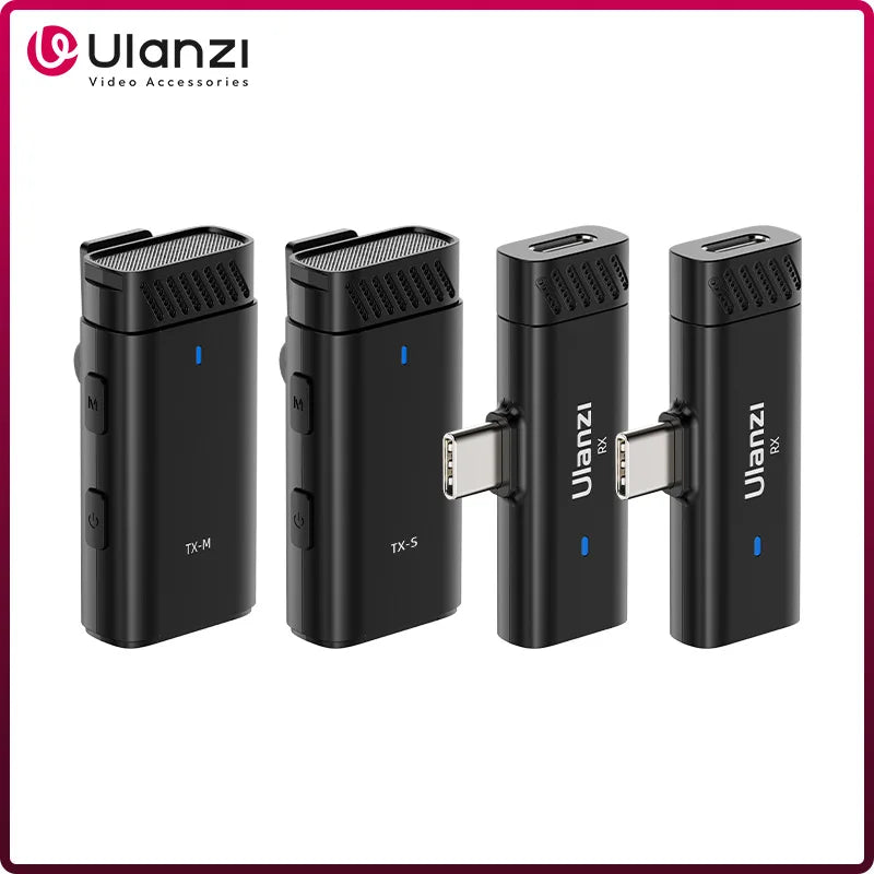 មីក្រូហ្វូនឥតខ្សែ Ulanzi Dual Channel ដែលអាចថតសំឡេងបាន 98 ហ្វីត សម្រាប់ថតវីដេអូ Vlog លើស្មាតហ្វូន