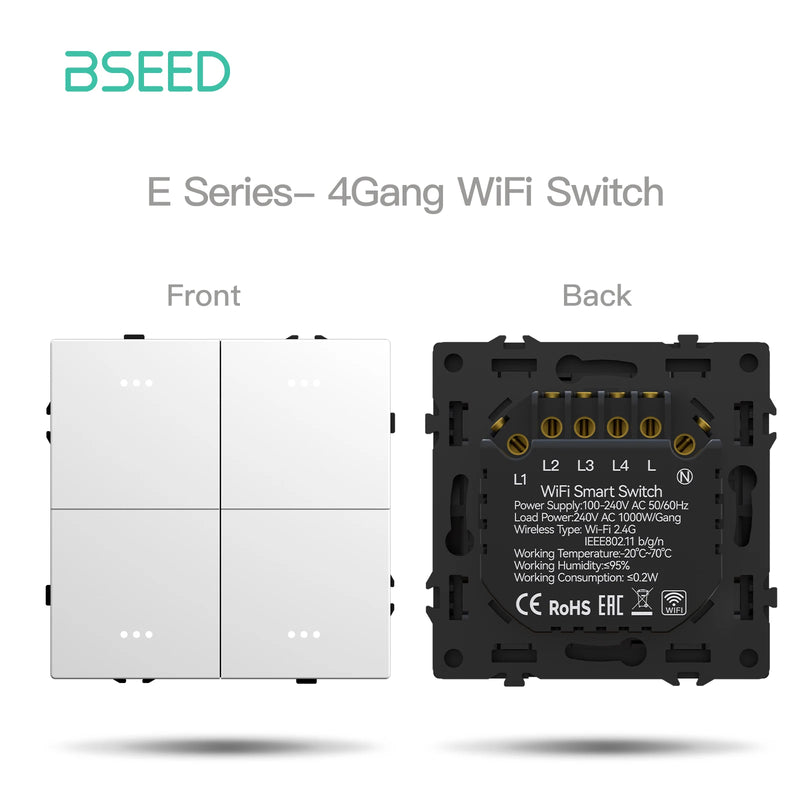 BSEED E Grand Series WIFI Click Switch Function Part Smart Button Light Switch DIY Part Smart Wifi Socket Parts Free Combination