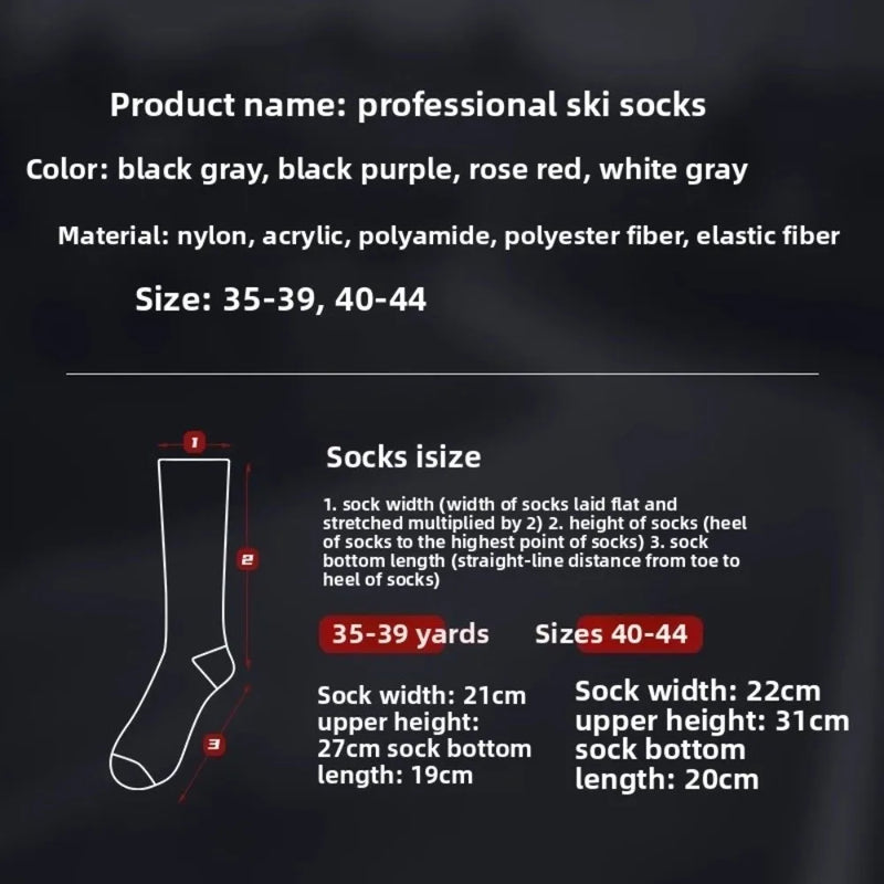 WRELS 1/2/3 Pairs Ski Socks Thermal Knee High Socks Men Women Thick Cushioned Compression Arch Support Warm Snowboarding Socks